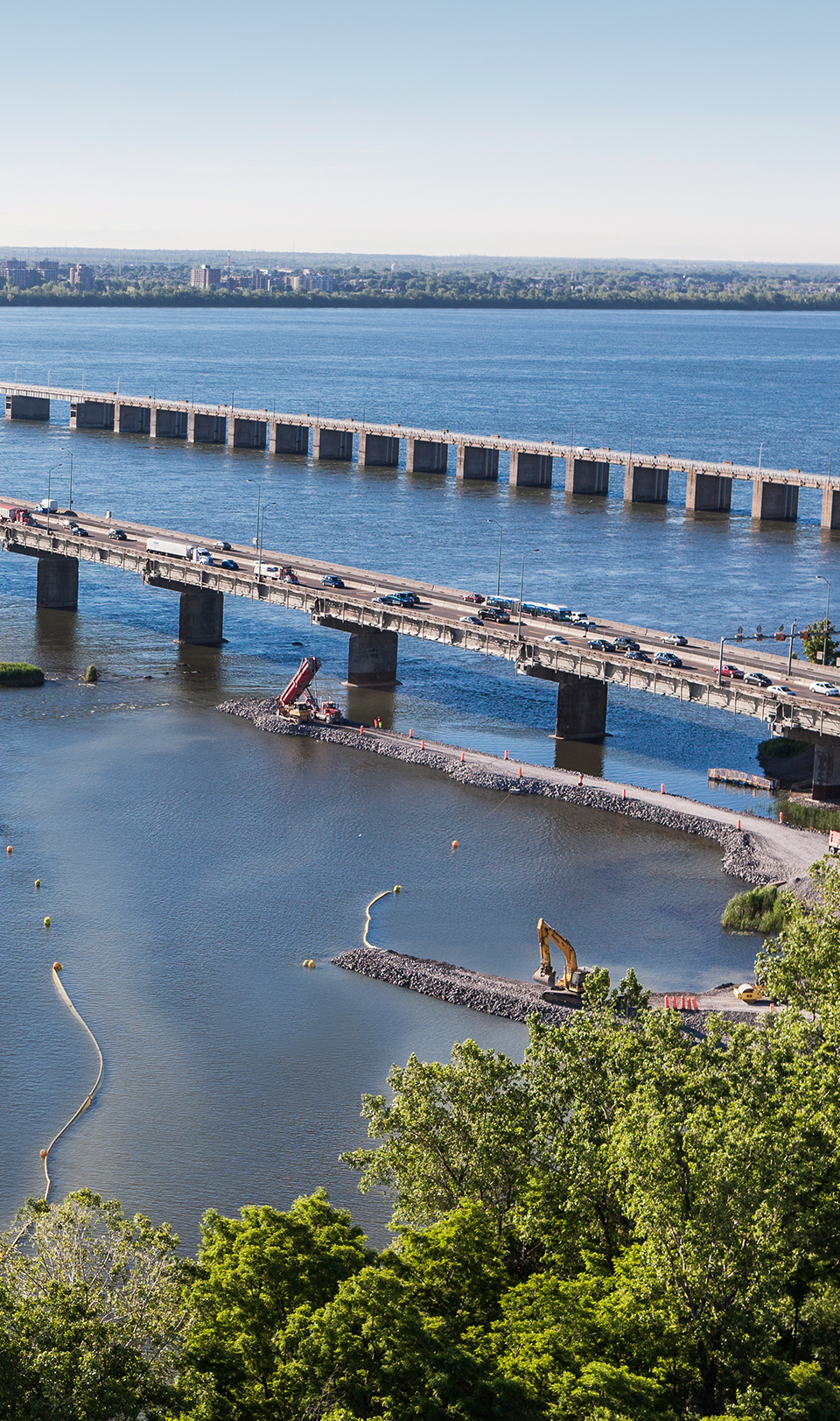 Phase de travaux du pont samuel de champlain