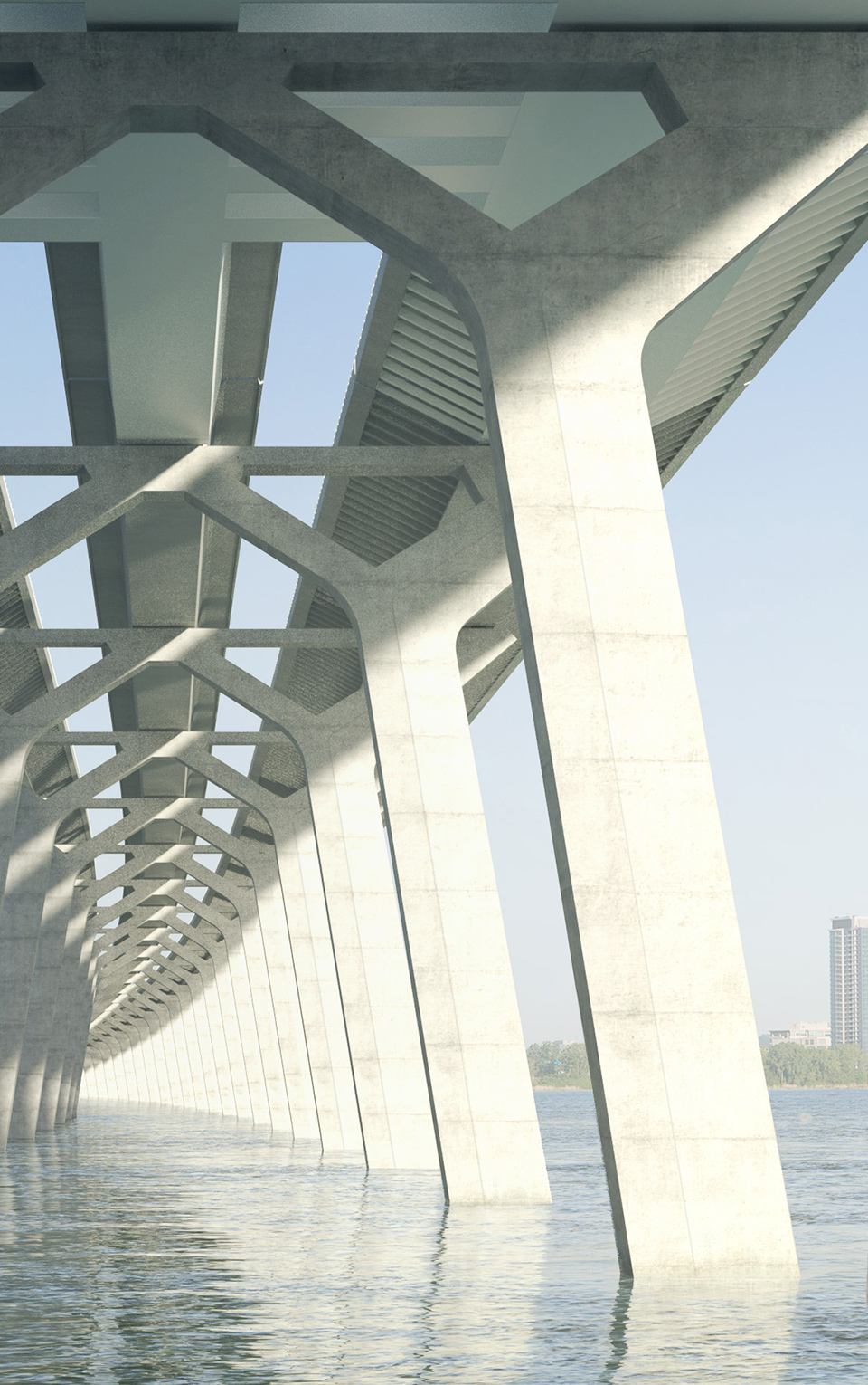 View of the new champlain bridge from below