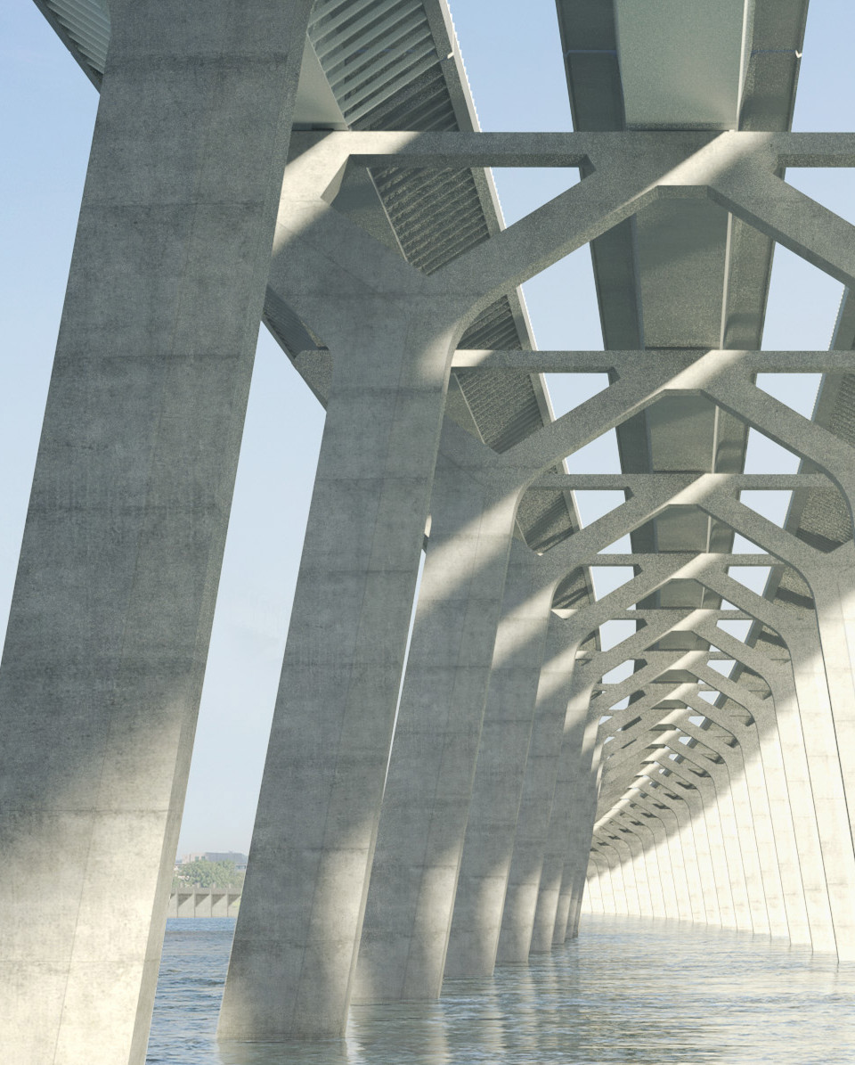 View from below the new champlain bridge