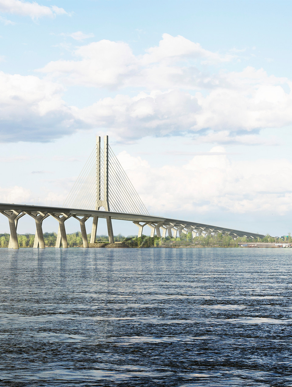 View of the samuel de champlain bridge from an angle