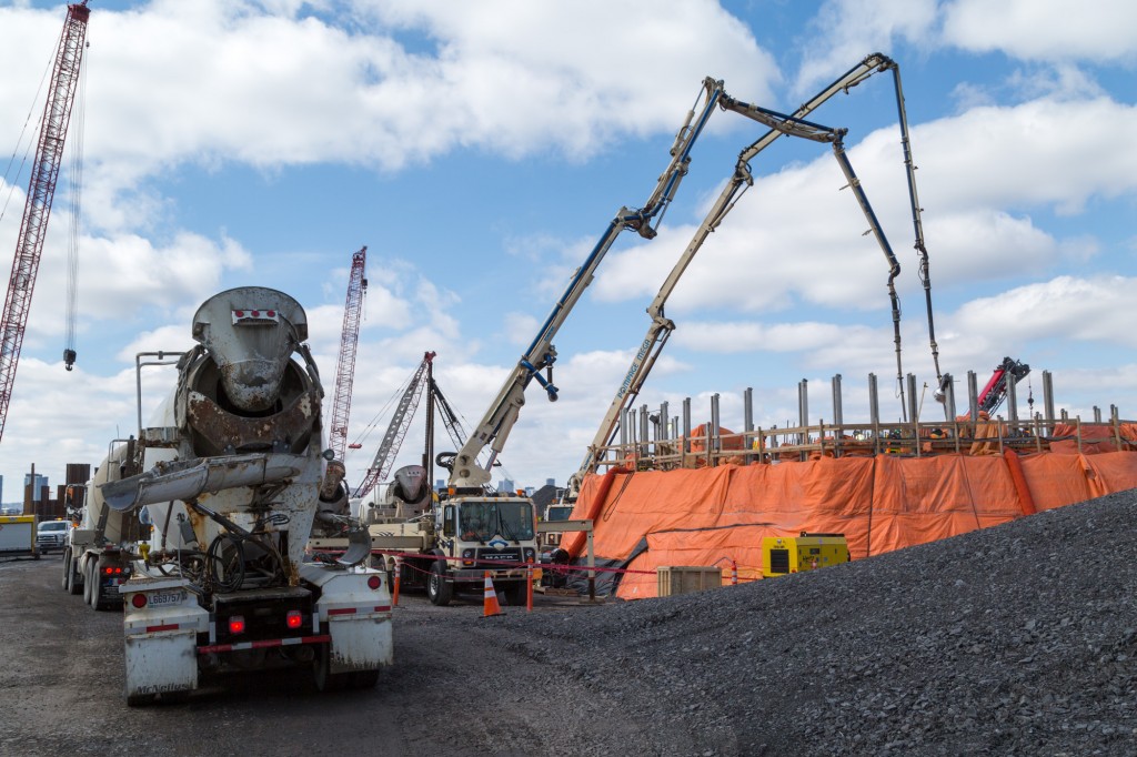 Concrete poured for footings of main pylon for cable-stayed section – April 9 and 16, 2016